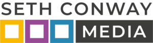 SCM colour logo smaller Seth Conway Media logo of text and three coloured boxes